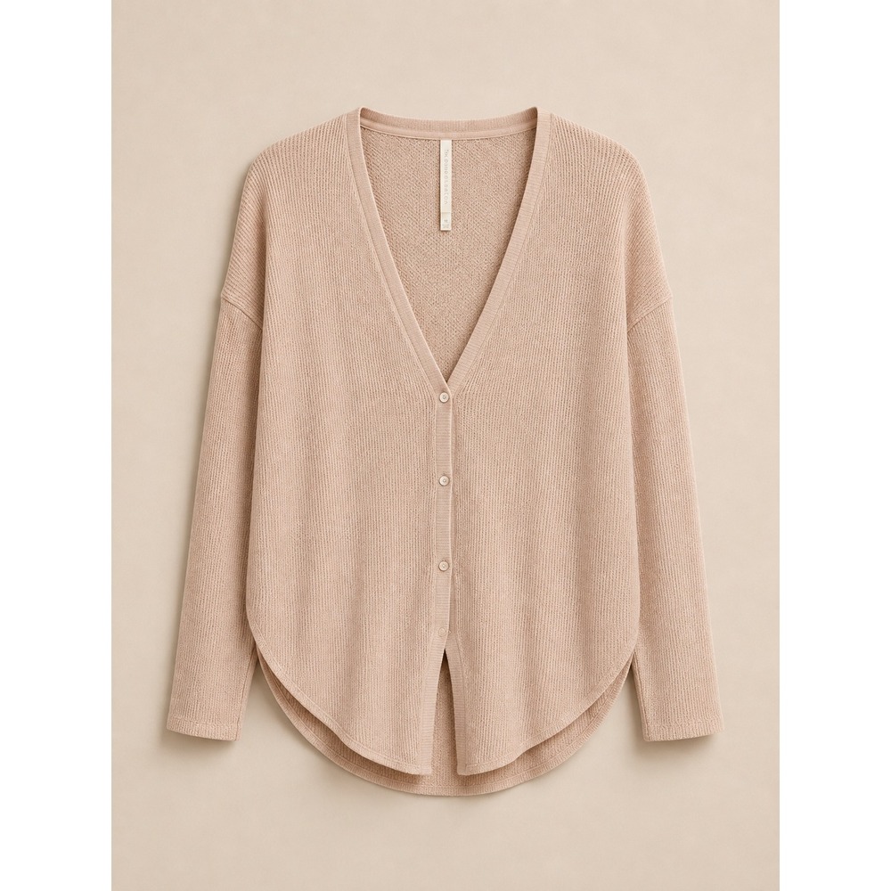 The Group Babaton Womens Pink Waffle Knit Cardigan S V-Neck SWF0-1113-30